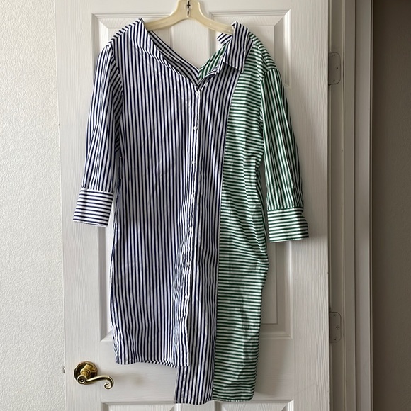MO&Co Asymmetrical Striped Shirt Dress Size Medium - Picture 4 of 8